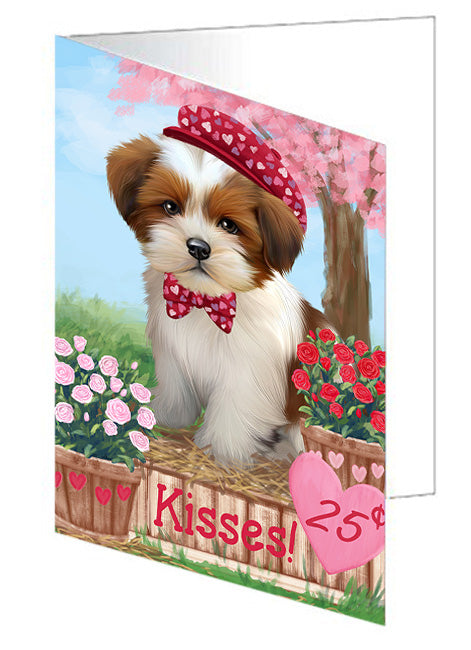 Rosie 25 Cent Kisses Lhasa Apso Dog Handmade Artwork Assorted Pets Greeting Cards and Note Cards with Envelopes for All Occasions and Holiday Seasons GCD72404