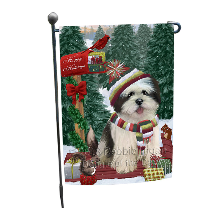 Merry Christmas Woodland Sled Lhasa Apso Dog Garden Flag GFLG55260