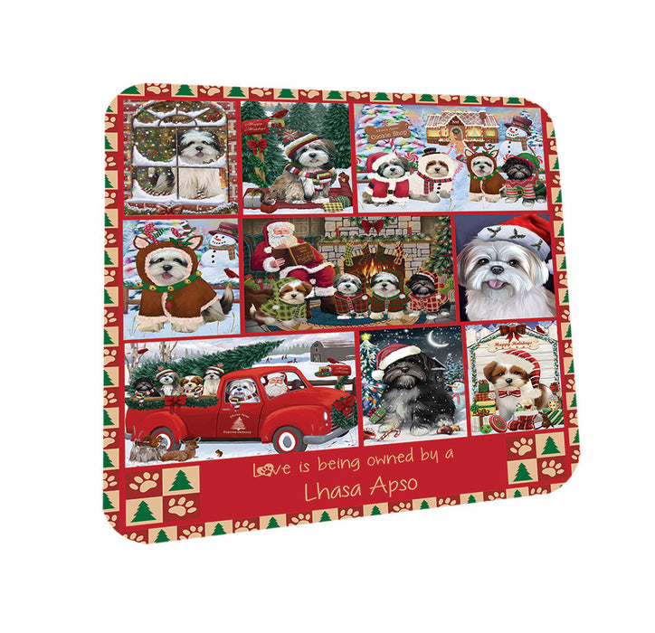 Love is Being Owned Christmas Lhasa Apso Dogs Coasters Set of 4 CST57194