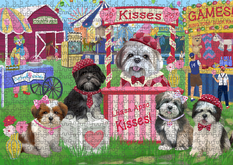 Carnival Kissing Booth Lhasa Apsos Dog Puzzle with Photo Tin PUZL91824