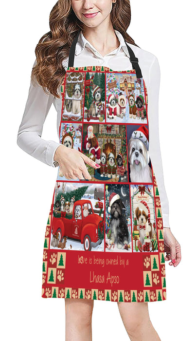 Love is Being Owned Christmas Lhasa Apso Dogs Apron