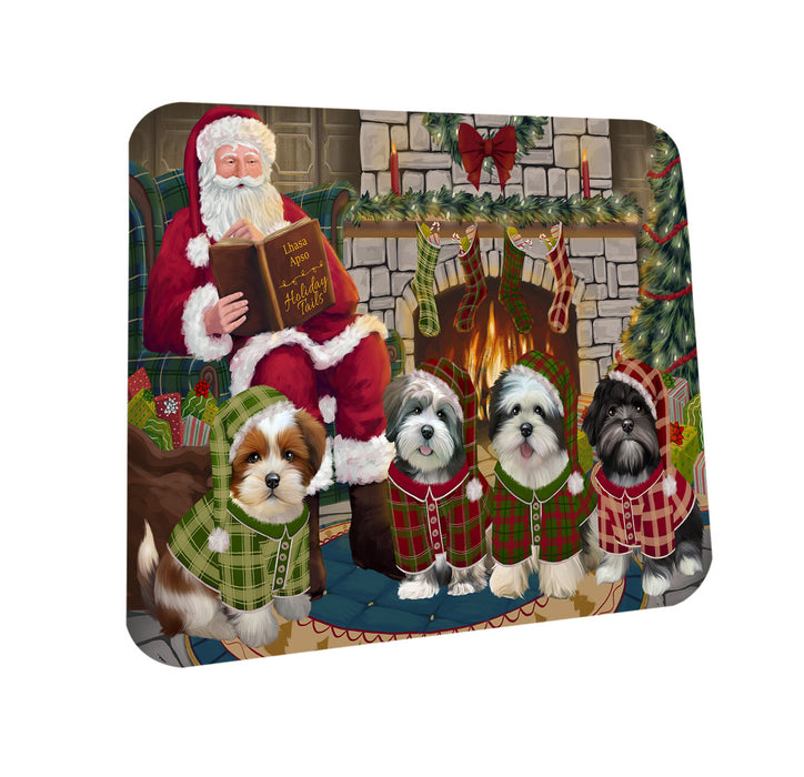 Christmas Cozy Holiday Tails Lhasa Apsos Dog Coasters Set of 4 CST55093
