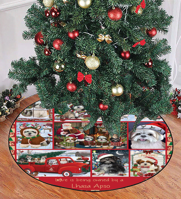 Love is Being Owned Christmas Lhasa Apso Dogs Tree Skirt