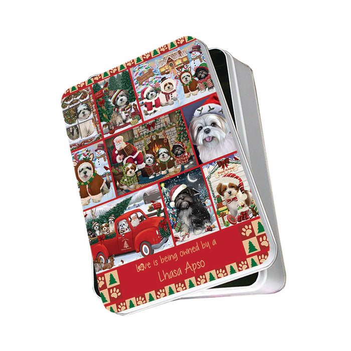 Love is Being Owned Christmas Lhasa Apso Dogs Photo Storage Tin PITN57179