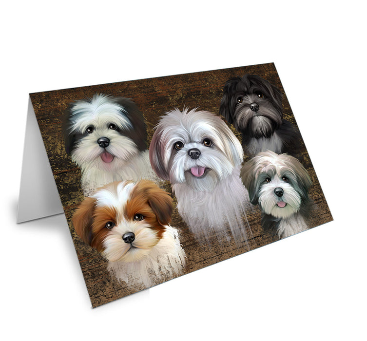 Rustic 5 Lhasa Apsos Dog Handmade Artwork Assorted Pets Greeting Cards and Note Cards with Envelopes for All Occasions and Holiday Seasons GCD54908