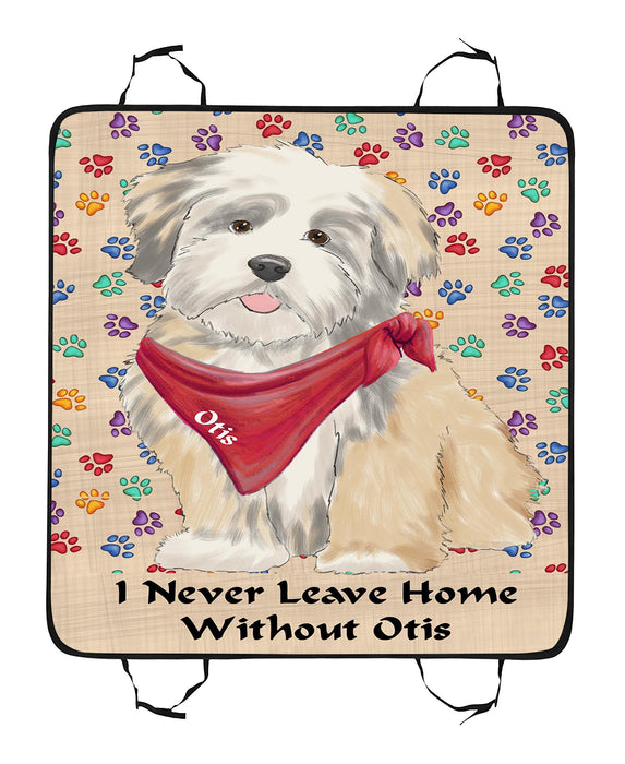 Personalized I Never Leave Home Paw Print Lhasa Apso Dogs Pet Back Car Seat Cover