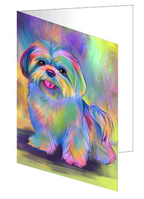 Paradise Wave Lhasa Apso Dog Handmade Artwork Assorted Pets Greeting Cards and Note Cards with Envelopes for All Occasions and Holiday Seasons GCD74669
