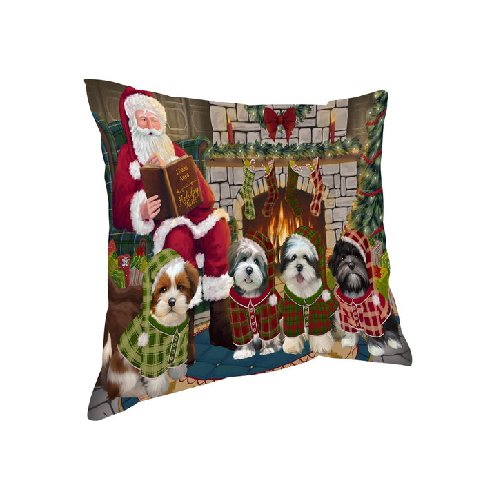 Christmas Cozy Holiday Tails Lhasa Apsos Dog Pillow PIL69468