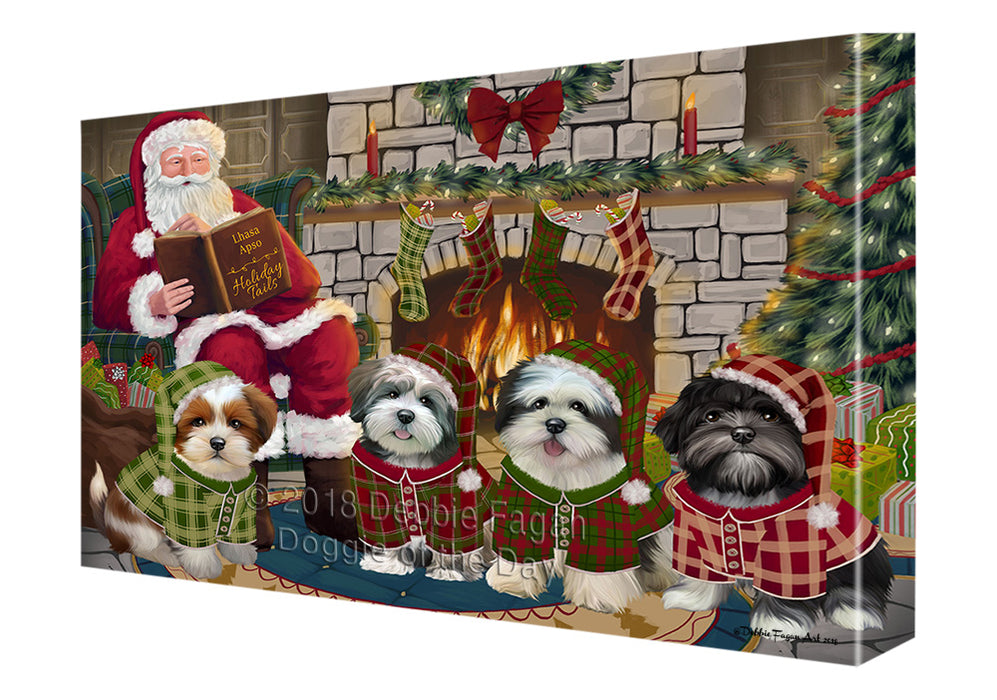 Christmas Cozy Holiday Tails Lhasa Apsos Dog Canvas Print Wall Art Décor CVS116144