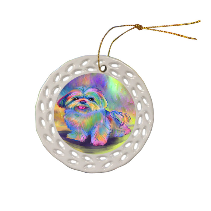 Paradise Wave Lhasa Apso Dog Ceramic Doily Ornament DPOR57074