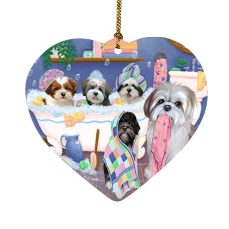 Rub A Dub Dogs In A Tub Lhasa Apsos Dog Heart Christmas Ornament HPOR57156