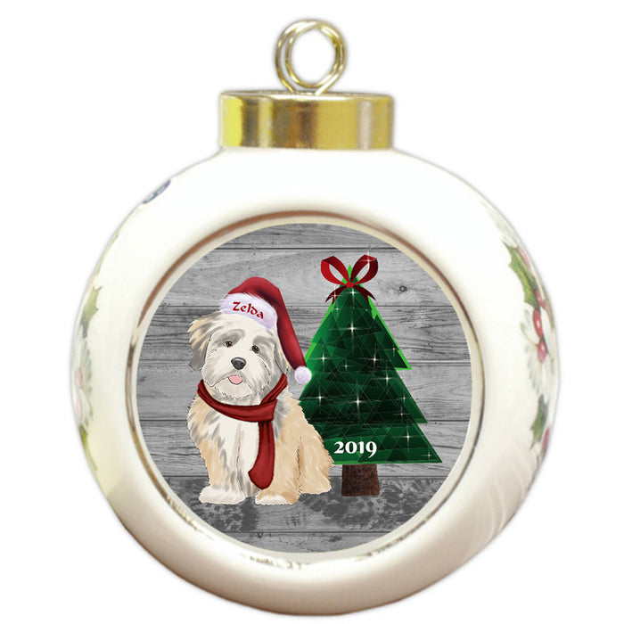 Custom Personalized Lhasa Apso Dog Glassy Classy Christmas Round Ball Ornament