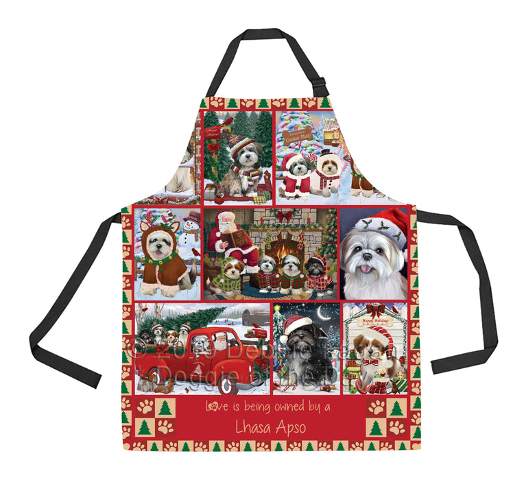 Love is Being Owned Christmas Lhasa Apso Dogs Apron