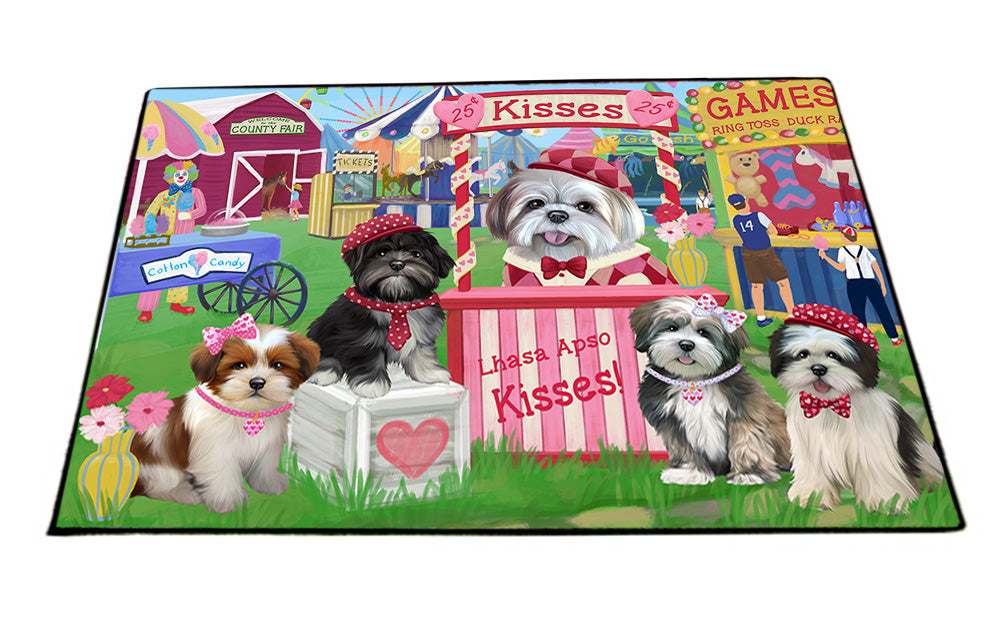 Carnival Kissing Booth Lhasa Apsos Dog Floormat FLMS52977