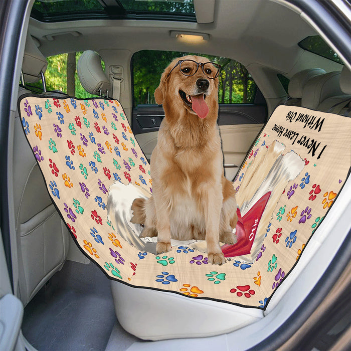 Personalized I Never Leave Home Paw Print Lhasa Apso Dogs Pet Back Car Seat Cover