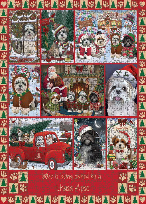 Love is Being Owned Christmas Lhasa Apso Dogs Puzzle with Photo Tin PUZL99420