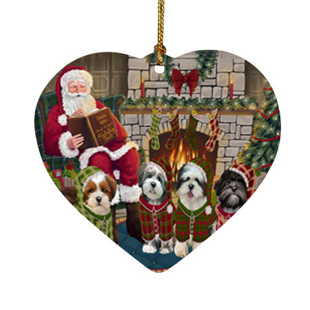 Christmas Cozy Holiday Tails Lhasa Apsos Dog Heart Christmas Ornament HPOR55491