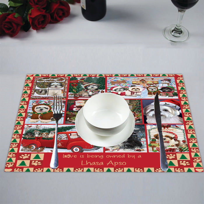 Love is Being Owned Christmas Lhasa Apso Dogs Placemat