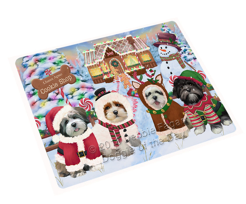 Holiday Gingerbread Cookie Shop Lhasa Apsos Dog Cutting Board C74370