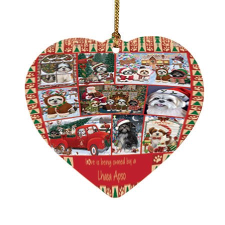 Love is Being Owned Christmas Lhasa Apso Dogs Heart Christmas Ornament HPOR57863