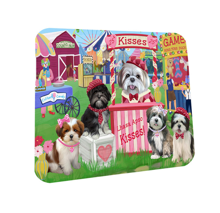 Carnival Kissing Booth Lhasa Apsos Dog Coasters Set of 4 CST55863