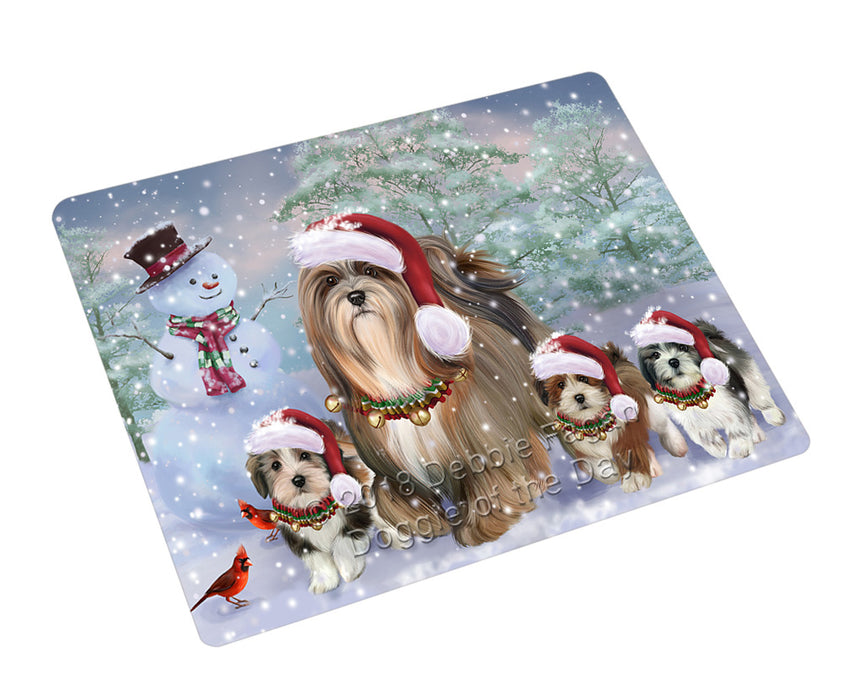 Christmas Running Family Lhasa Apso Dogs Refrigerator / Dishwasher Magnet RMAG105210