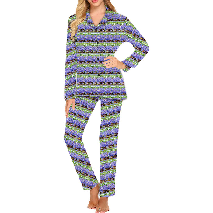 Iris Purple Truck Dachshund Dog Women's Long Pajama Set