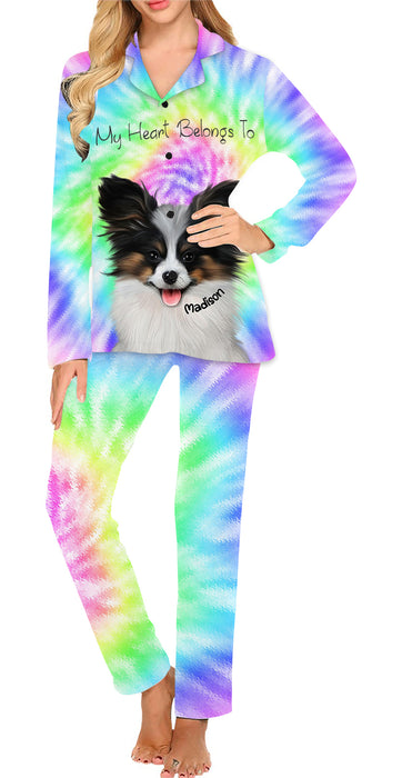 Personalized  Women's Long Pajama Set Custom Rainbow Tie Dye Add Your Photo Here PET Dog Cat Photos