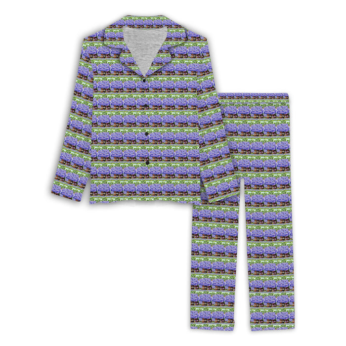 Iris Purple Truck Dachshund Dog Women's Long Pajama Set