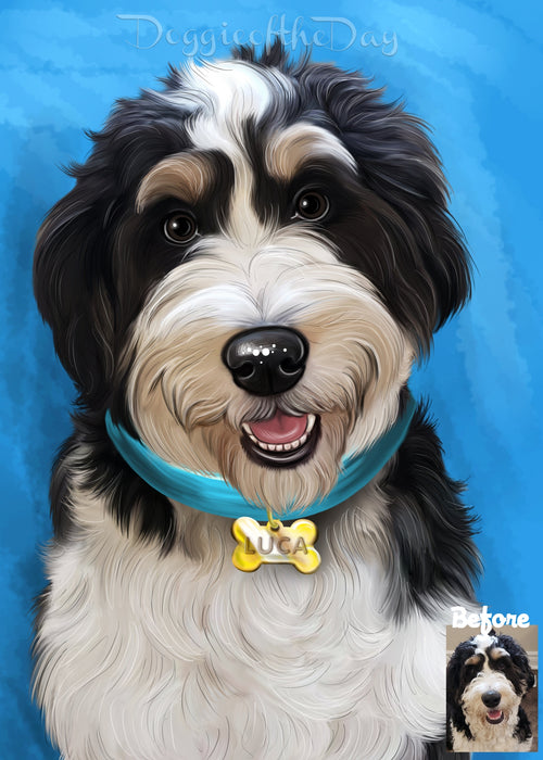 Digital Painting PERSONALIZED Caricature PET PORTRAIT! Custom Pet Dog or Cat Art