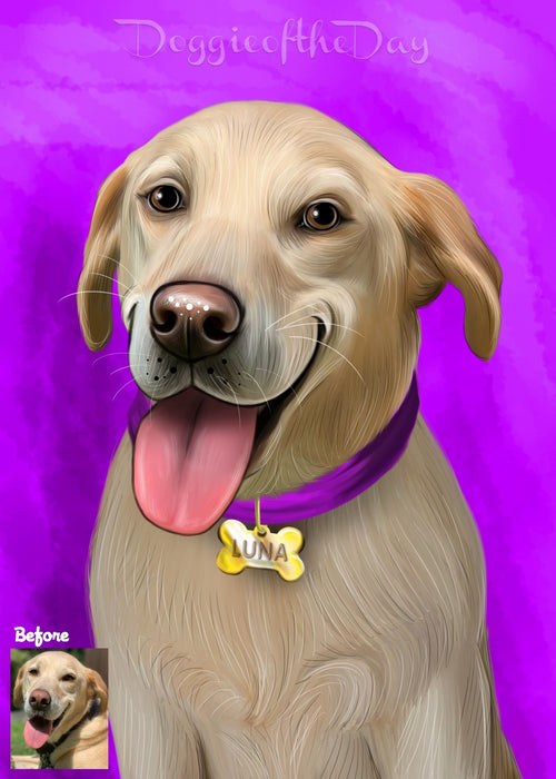 Digital Painting PERSONALIZED Caricature PET PORTRAIT! Custom Pet Dog or Cat Art