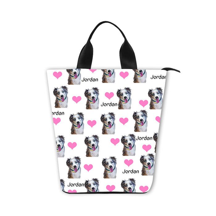 Custom Add Your Photo Here PET Dog Cat Photos on Nylon Lunch Tote Bag