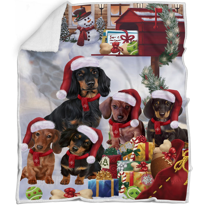 Christmas Mailbox Dachshund Dogs Blanket - Lightweight Soft Cozy and Durable Bed Blanket - Animal Theme Fuzzy Blanket for Sofa Couch