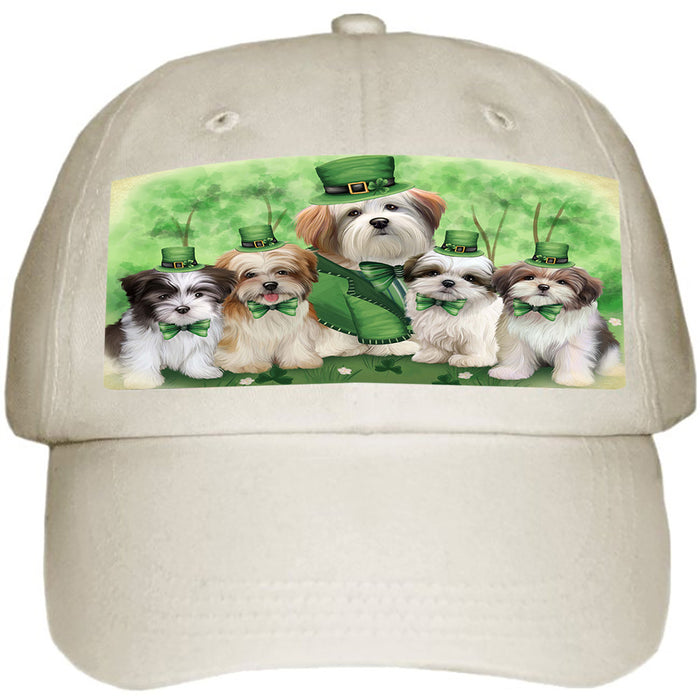 St. Patricks Day Irish Family Portrait Malti Tzus Dog Ball Hat Cap HAT51729