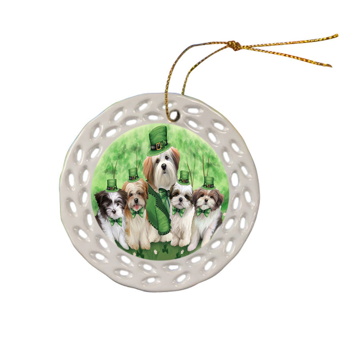 St. Patricks Day Irish Portrait Malti Tzus Dog Ceramic Doily Ornament DPOR49332