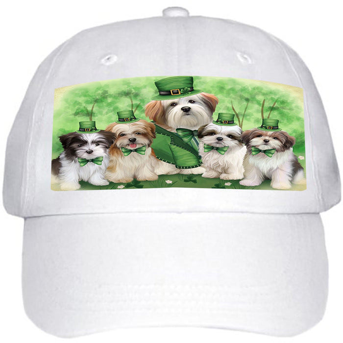 St. Patricks Day Irish Family Portrait Malti Tzus Dog Ball Hat Cap HAT51729