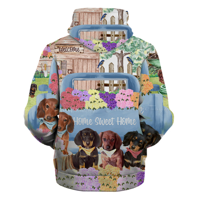 Rhododendron Home Sweet Home Garden Blue Truck Dachshund Dog Unisex Microfleece Lined Human Hoodie