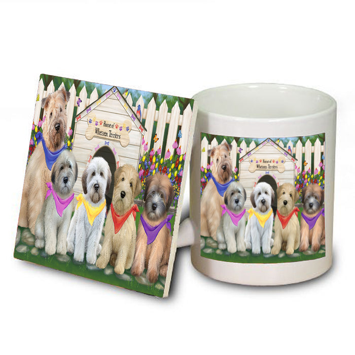 Spring Dog House Wheaten Terriers Dog Mug and Coaster Set MUC52156