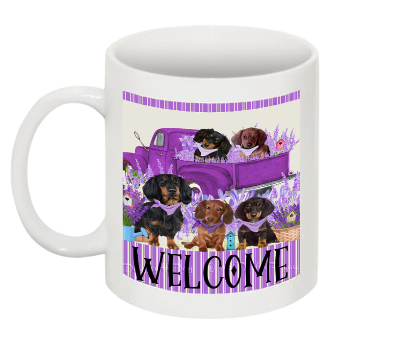 Purple Truck Floral Dachshund Dog Coffee Mug