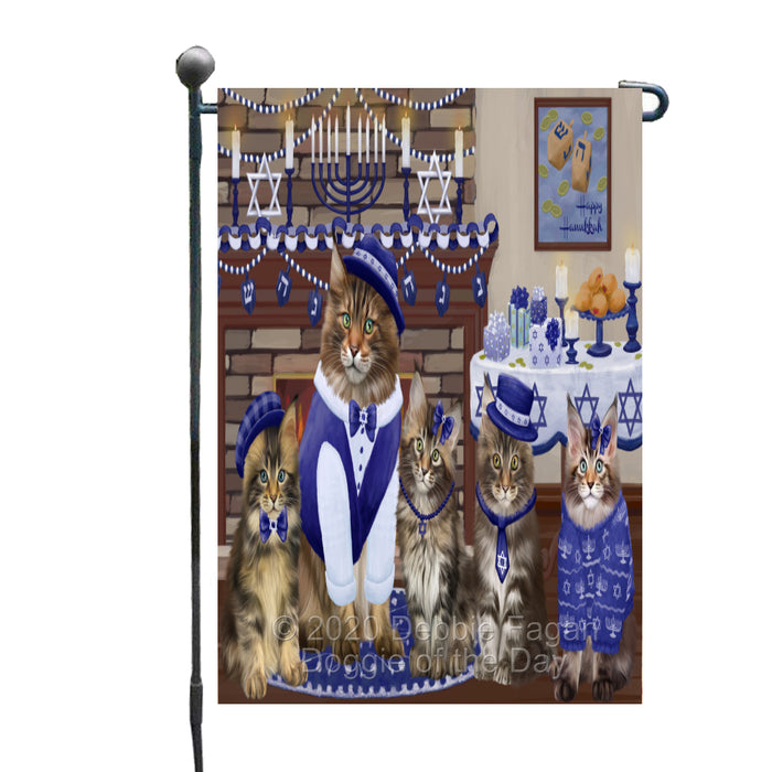 Happy Hanukkah Family Maine Coon Cats Garden Flag GFLG65996