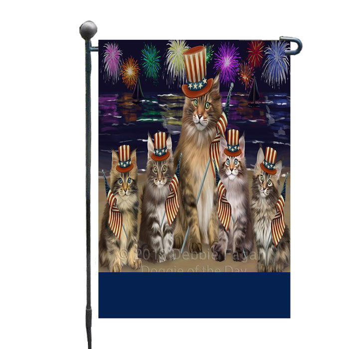 Personalized 4th of July Firework Maine Coon Cats Custom Garden Flags GFLG-DOTD-A57972