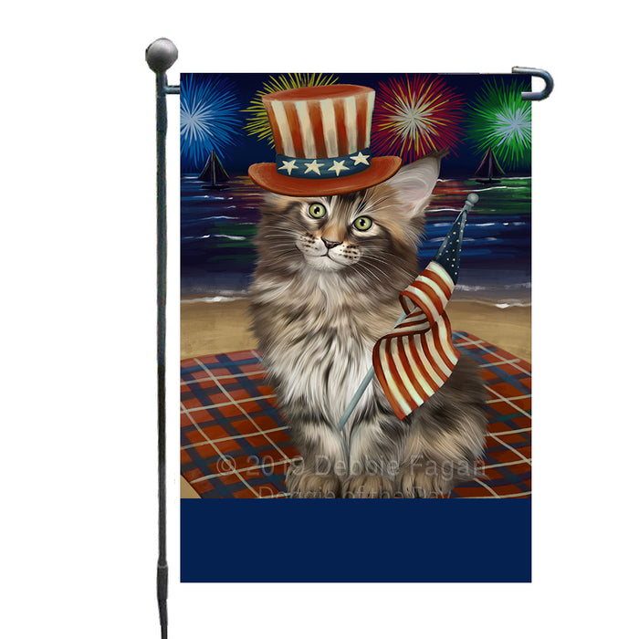Personalized 4th of July Firework Maine Coon Cat Custom Garden Flags GFLG-DOTD-A57973