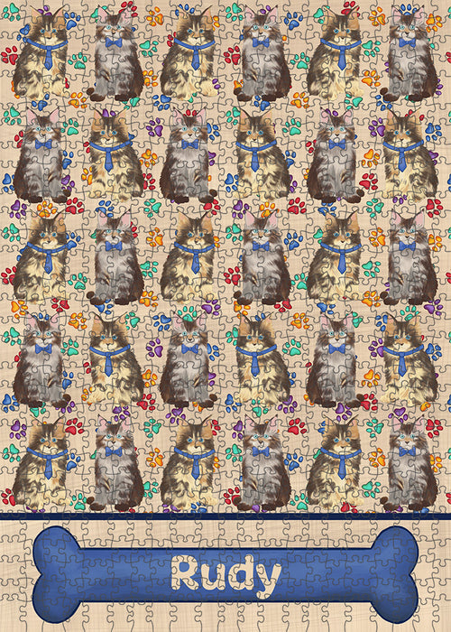 Rainbow Paw Print Maine Coon Cats Puzzle  PUZL97860