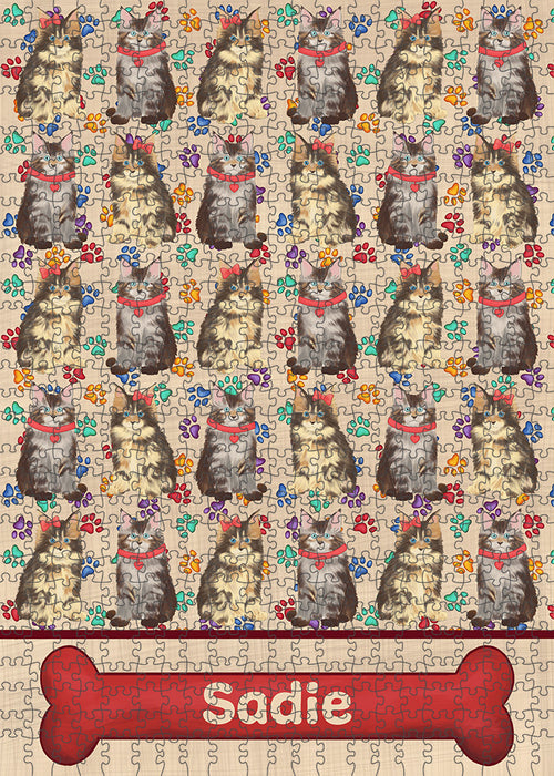 Rainbow Paw Print Maine Coon Cats Puzzle  PUZL97864