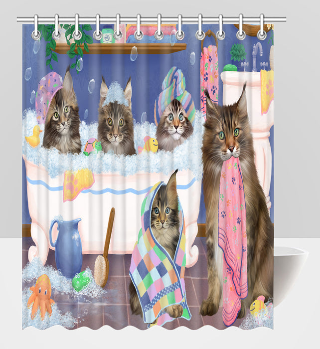 Rub A Dub Dogs In A Tub Maine Coon Cats Shower Curtain