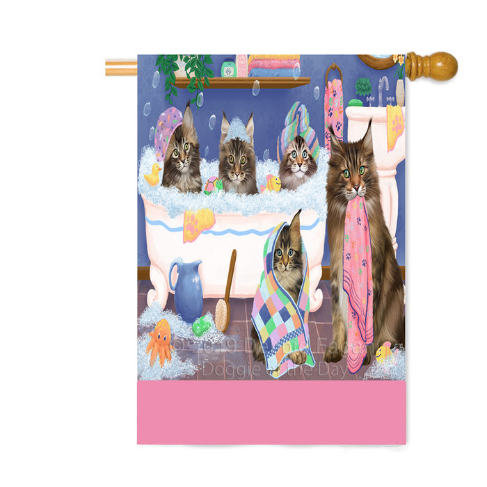 Personalized Rub A Dub Dogs In A Tub Maine Coon Cats Custom House Flag FLG64353