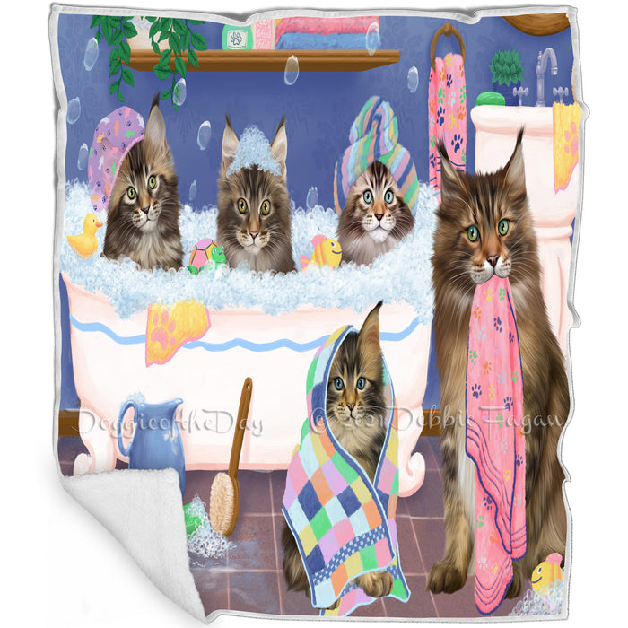 Rub A Dub Dogs In A Tub Maine Coons Cat Blanket BLNKT130629