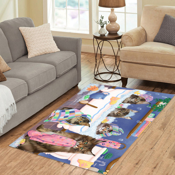 Rub A Dub Dogs In A Tub Maine Coon Cats Area Rug