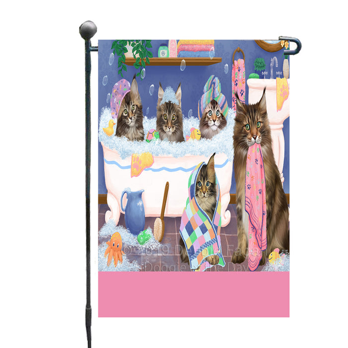 Personalized Rub A Dub Dogs In A Tub Maine Coon Cats Custom Garden Flag GFLG64888
