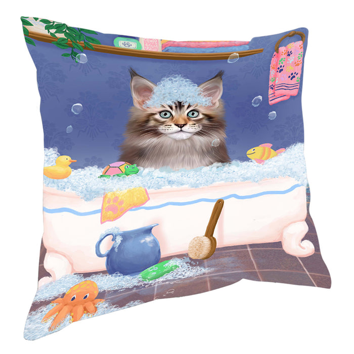 Rub A Dub Dog In A Tub Maine Coon Cat Pillow with Top Quality High-Resolution Images - Ultra Soft Pet Pillows for Sleeping - Reversible & Comfort - Ideal Gift for Dog Lover - Cushion for Sofa Couch Bed - 100% Polyester, PILA90640